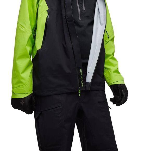 Black Diamond Recon Stretch LT Ski Shell Jacket Parka Black Lime Green Mens M - Picture 5 of 9